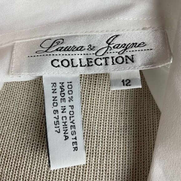Vintage Laura & Jayme Collection White Button Down Ascot Shirt Size 12 EUC - Picture 8 of 8